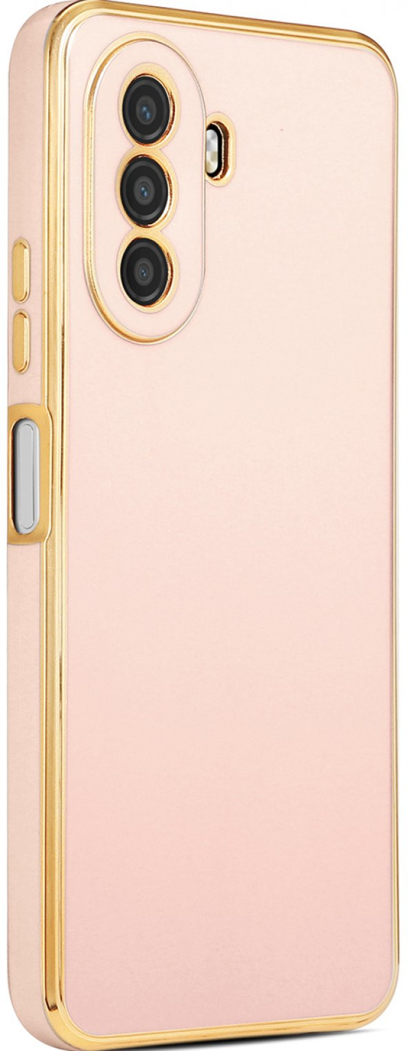 Huawei Nova Y70 Kılıf Kenarları Gold Yüzeyi Pastel Renk Kamera Korumalı Kapak - 4