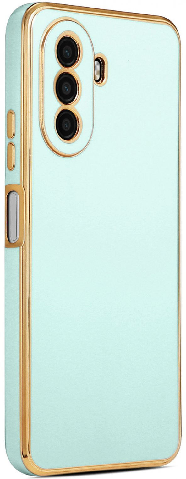 Huawei Nova Y70 Kılıf Kenarları Gold Yüzeyi Pastel Renk Kamera Korumalı Kapak - 7