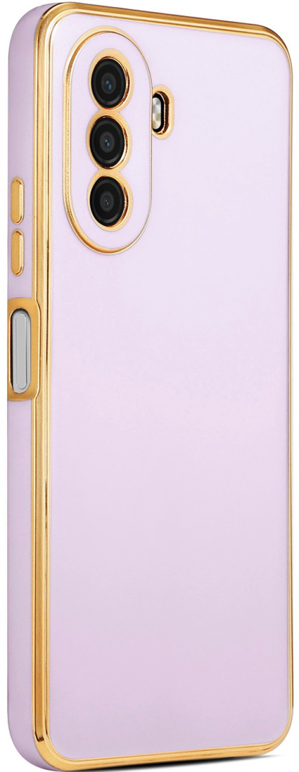 Huawei Nova Y70 Kılıf Kenarları Gold Yüzeyi Pastel Renk Kamera Korumalı Kapak - 8