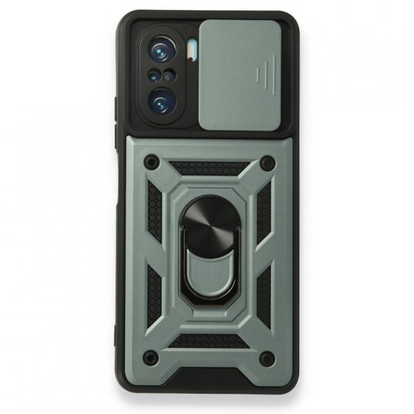 Xiaomi Redmi K40 Kılıf Pars Lens Yüzüklü Standlı Silikon Kılıf - 2