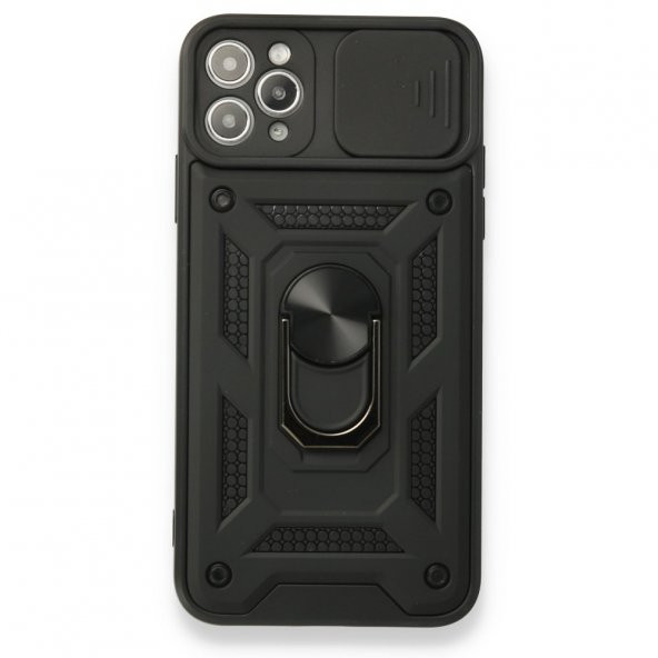iPhone 11 Pro Max Kılıf Pars Lens Yüzüklü Standlı Silikon Kılıf