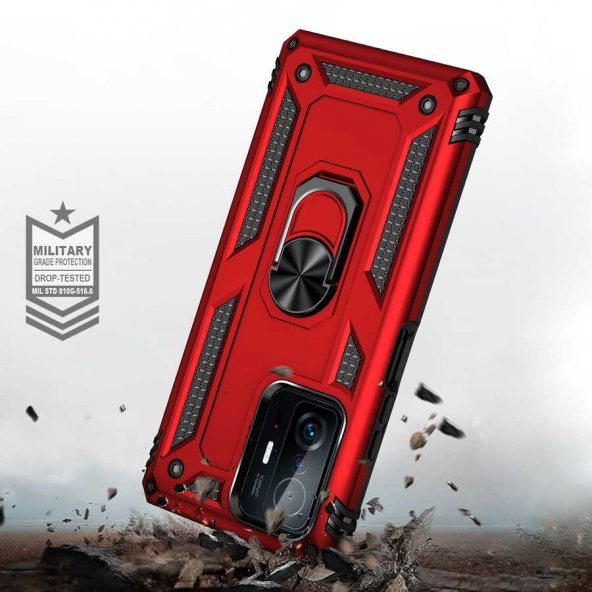 Xiaomi Mi 11T Pro Kılıf Sofya Yüzüklü Standlı Silikon Kılıf - 10