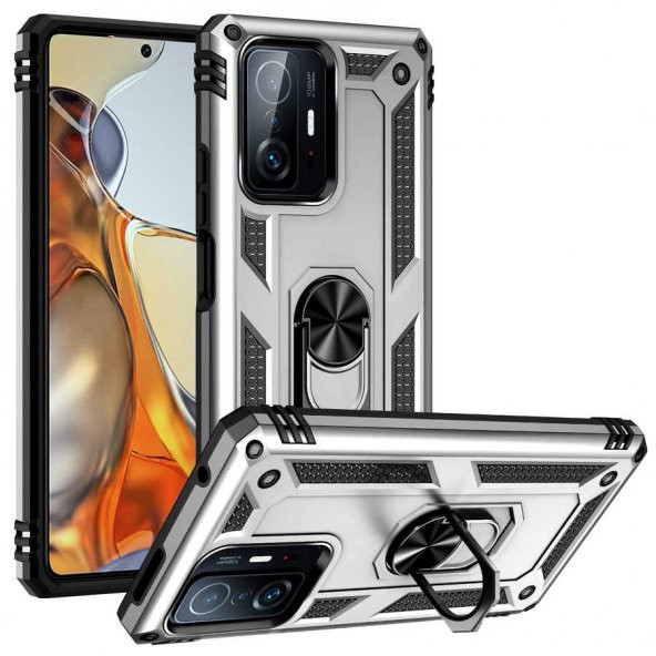 Xiaomi Mi 11T Pro Kılıf Sofya Yüzüklü Standlı Silikon Kılıf - 7