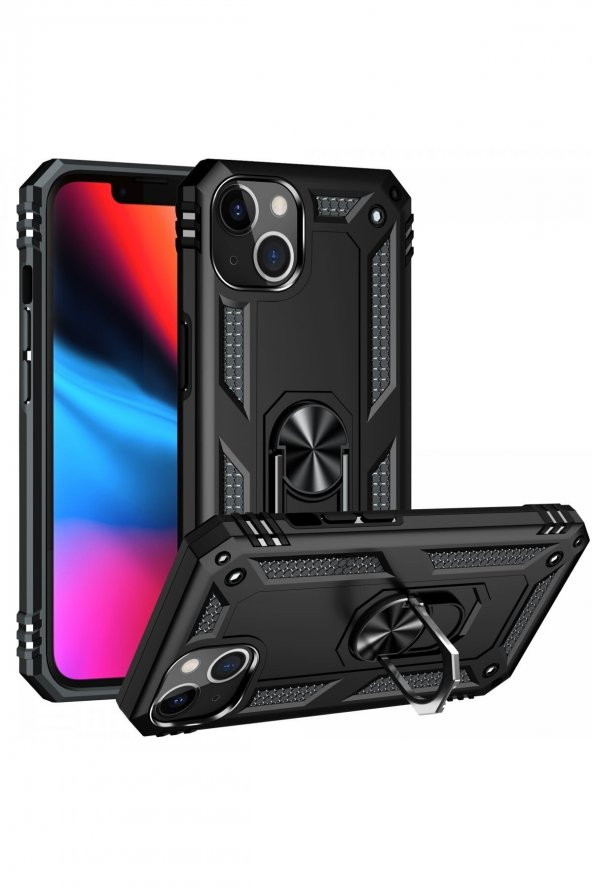 iPhone 13 Kılıf Sofya Yüzüklü Standlı Silikon Kılıf