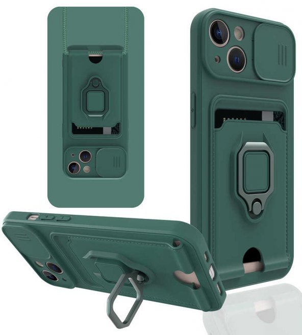 iPhone 13 Kılıf Zuma Kamera Korumalı İpli Silikon Kılıf - 5