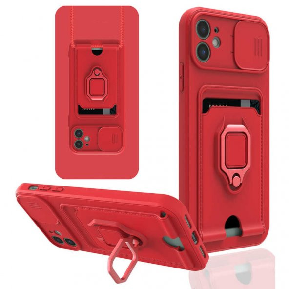 iPhone 11 Kılıf Zuma Kartvizitli Yüzüklü İpli Silikon Kılıf - 2