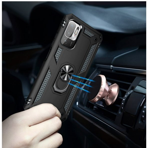 Xiaomi Poco M3 Pro Kılıf Sofya Yüzüklü Standlı Silikon Kılıf - 3