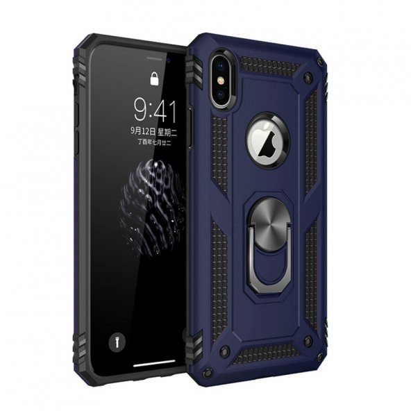 iPhone XS Kılıf Sofya Yüzüklü Standlı Korumalı Kılıf - 2