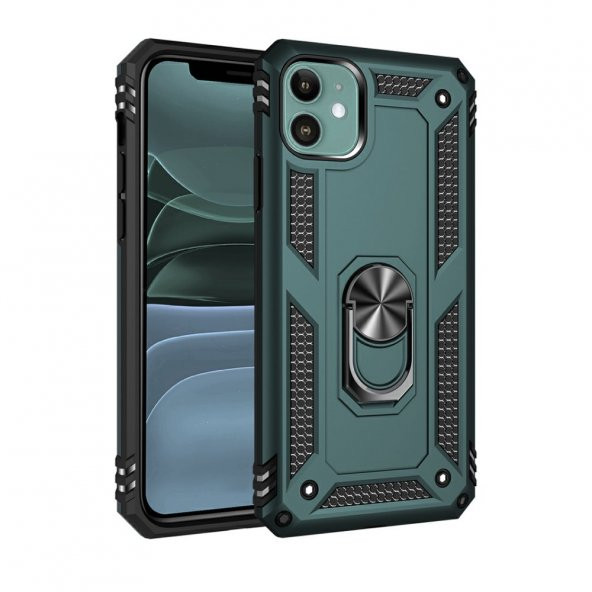 iPhone 11 Kılıf Sofya Yüzüklü Standlı Korumalı Kılıf