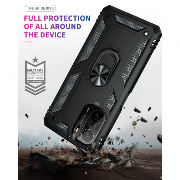 Xiaomi Poco F3 Kılıf Sofya Yüzüklü Standlı Korumalı Kılıf - 4