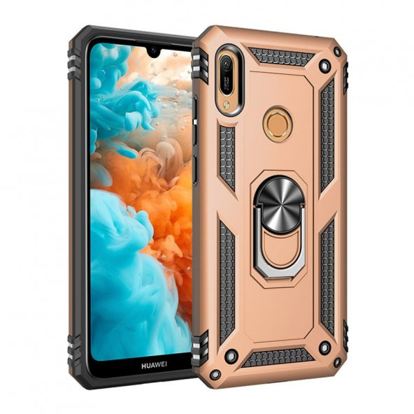 Huawei Y6S Kılıf Sofya Yüzüklü Standlı Silikon Kılıf - 5