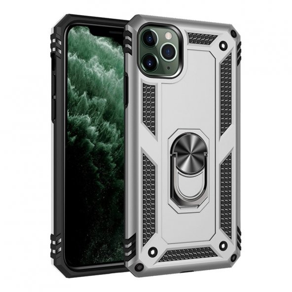 iPhone 11 Pro Kılıf Sofya Yüzüklü Standlı Silikon Kılıf - 7