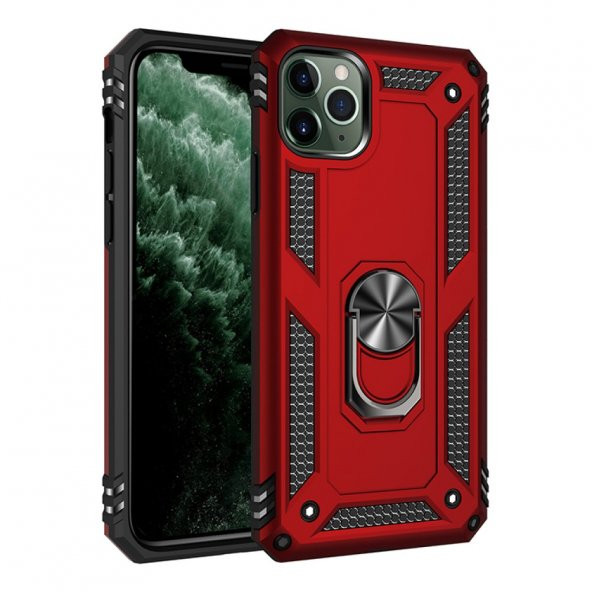 iPhone 11 Pro Kılıf Sofya Yüzüklü Standlı Silikon Kılıf - 8