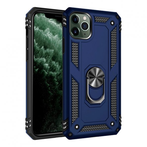 iPhone 11 Pro Kılıf Sofya Yüzüklü Standlı Silikon Kılıf - 9