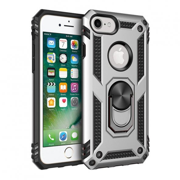 iPhone 6/6S Kılıf Sofya Yüzüklü Standlı Korumalı Kılıf - 6
