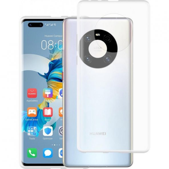 Huawei Mate 40 Pro Kılıf Lüx Kamera Korumalı Şeffaf Silikon Kılıf - 1