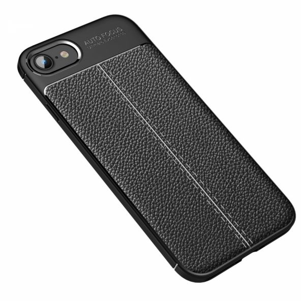 iPhone 7 Kılıf Focus Deri Görünümlü Silikon Kılıf Esnek Kapak