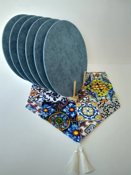 Ayşemce çini desenli runner, 6 açık mavi renk supla - 3