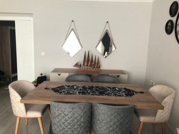 Ayşemce runner siyah mermer desenli dijital baskılı - 2