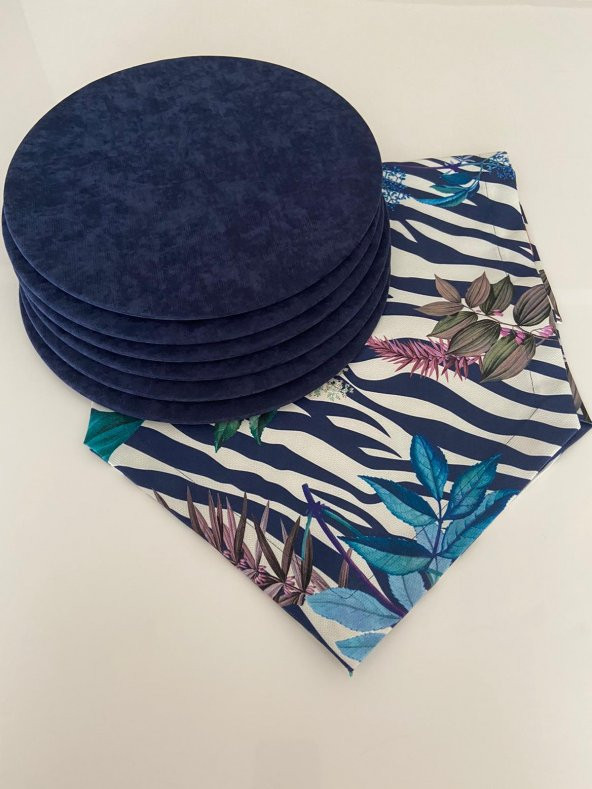 Ayşemce amerikan servis takım (1 runner 6 lacivert renk supla) - 2