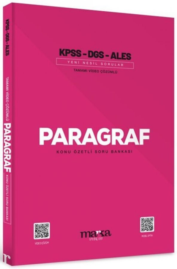 Marka Yayınları 2023 KPSS DGS ALES PARAGRAF Konu Özetli Yeni Nesil Soru Bankası Tamamı Video Çözümlü