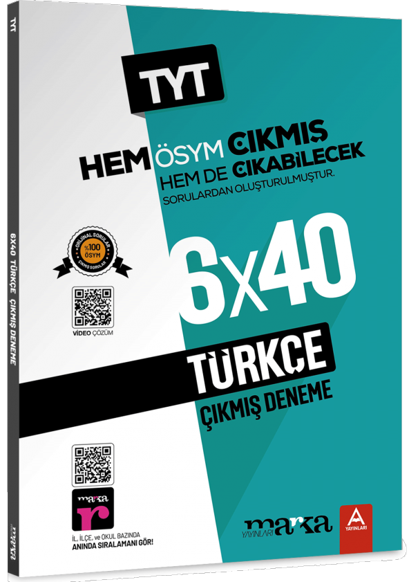 Marka Yayınları TYT Türkçe ÖSYM Çıkmış ve Çıkabilecek Sorulardan Oluşturulmuş 6 Deneme Sınavı Tamamı Video Çözümlü
