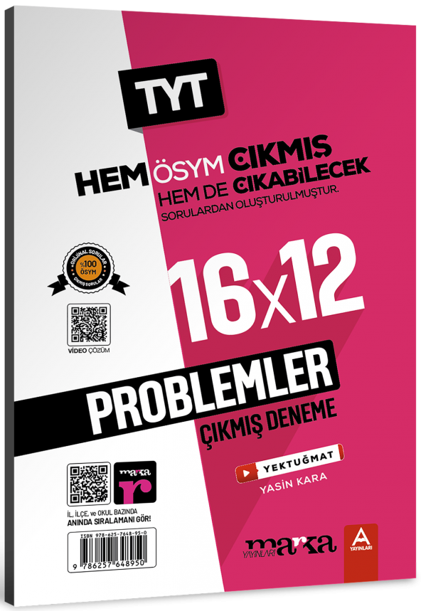 Marka Yayınları TYT Problemler ÖSYM Çıkmış ve Çıkabilecek Sorulardan Oluşturulmuş 16 Deneme Sınavı Tamamı Video Çözümlü