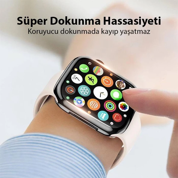 Coofbe Apple Watch 45mm Full Kaplama Silikon Kılıf, Apple Watch 2-3-4-5-6-7-8 ve SE Uyumlu Kılıf - 2