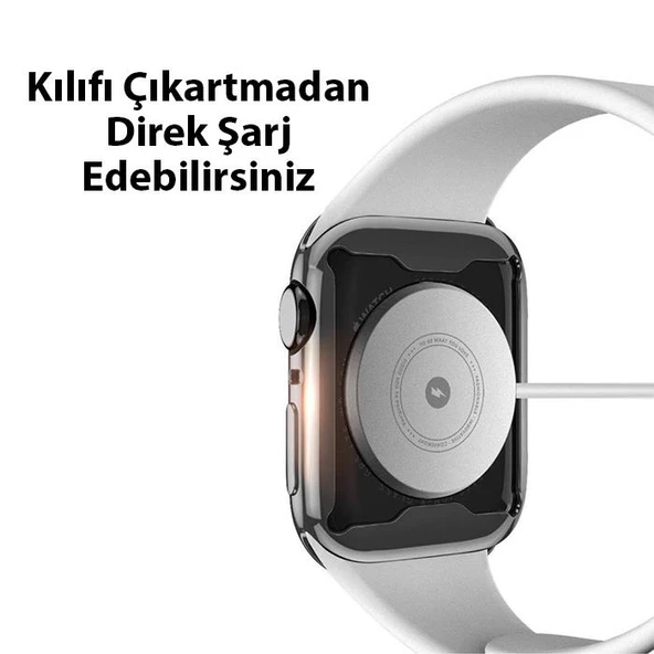 Coofbe Apple Watch 45mm Full Kaplama Silikon Kılıf, Apple Watch 2-3-4-5-6-7-8 ve SE Uyumlu Kılıf - 10