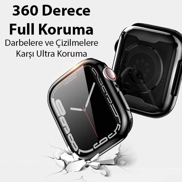 Coofbe Apple Watch 45mm Full Kaplama Silikon Kılıf, Apple Watch 2-3-4-5-6-7-8 ve SE Uyumlu Kılıf - 12
