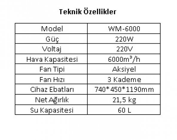 Windmill WM-6000 Mobil Evaporatif Soğutucu Sulu Klima - 5