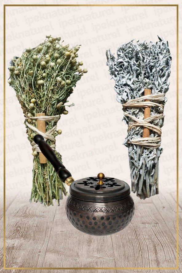 Bakır Tütsülük Tava No:14 Demet Üzerlik Ve Adaçayı Tütsüsü