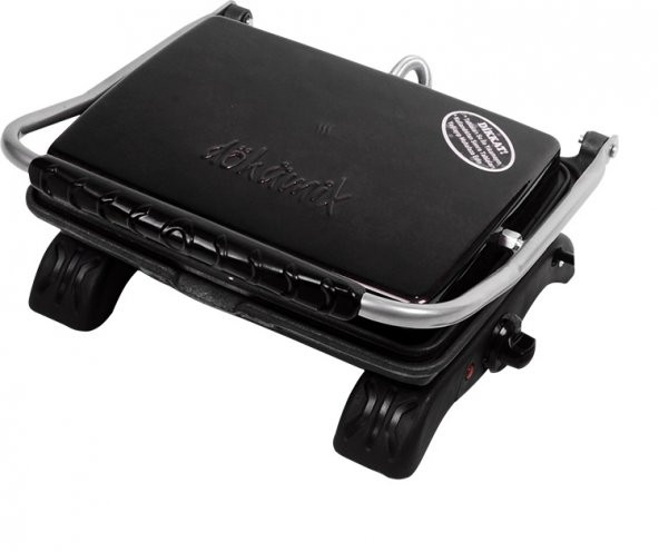 Organik  Pik Demir Döküm Kaplamasız & Anti Kanserojen Ev Tipi Tost Makinası DKMX SİYAH 1800W + Fırça - 2