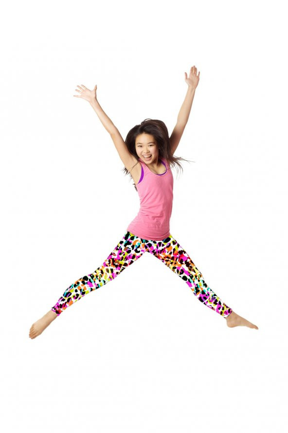 Kız Çocuk Çok Renkli Dijital Baskılı Fitness Disco Tayt - 2