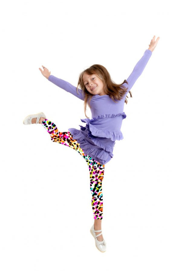 Kız Çocuk Çok Renkli Dijital Baskılı Fitness Disco Tayt - 4