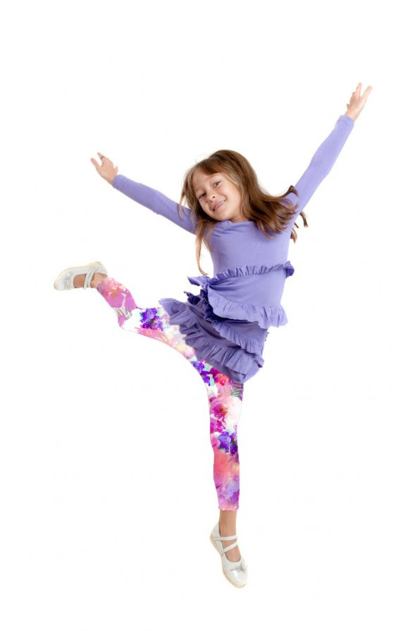 Kız Çocuk Çok Renkli Dijital Baskılı Fitness Disco Tayt - 4