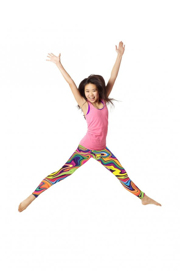 Kız Çocuk Çok Renkli Dijital Baskılı Fitness Disco Tayt - 2