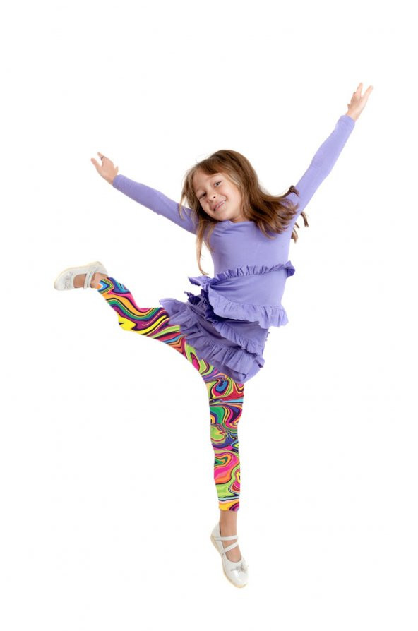 Kız Çocuk Çok Renkli Dijital Baskılı Fitness Disco Tayt - 4