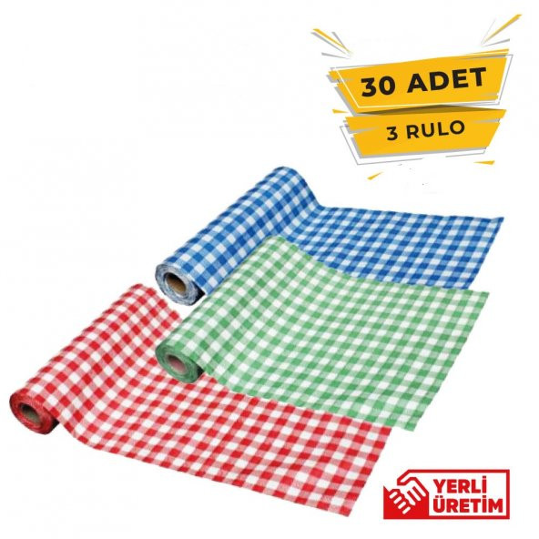Tek Kullanımlık Masa ,Aktivite ve Piknik Örtüsü 3’lü Rulo 100x120 Pötükare Desenli