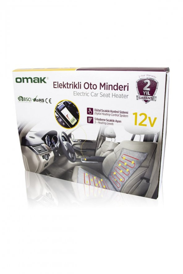 Sırtlı Dijital Kumandalı Oto Isıtıcı Elektrikli Otomobil Minderi Electric Heating Pad - 2