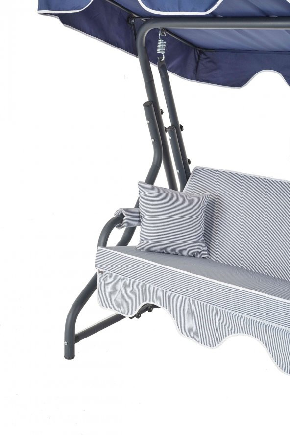 Ruta 3 Kişilik Sabit Bahçe Balkon Teras Salıncağı - Lacivert Çizgili - 3
