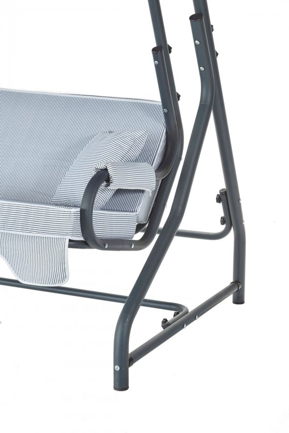 Ruta 3 Kişilik Sabit Bahçe Balkon Teras Salıncağı - Lacivert Çizgili - 5