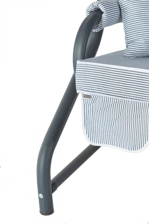 Ruta 3 Kişilik Sabit Bahçe Balkon Teras Salıncağı - Lacivert Çizgili - 6