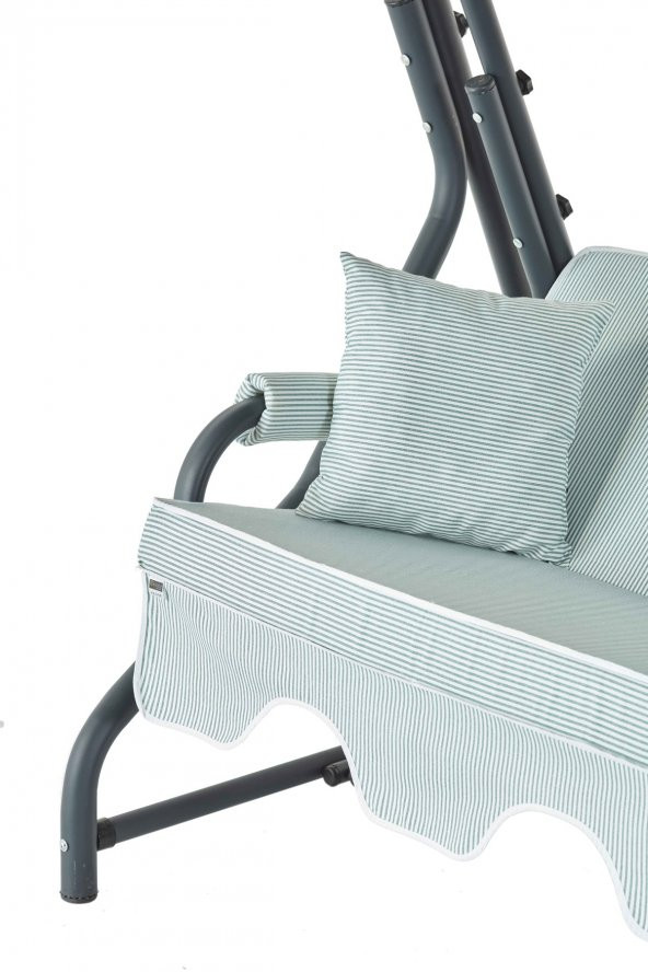 Ruta 3 Kişilik Sabit Bahçe Balkon Teras Salıncağı - Yeşil Çizgili - 4