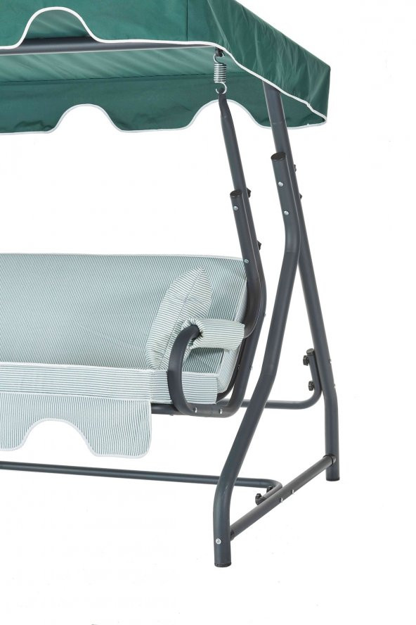 Ruta 3 Kişilik Sabit Bahçe Balkon Teras Salıncağı - Yeşil Çizgili - 5