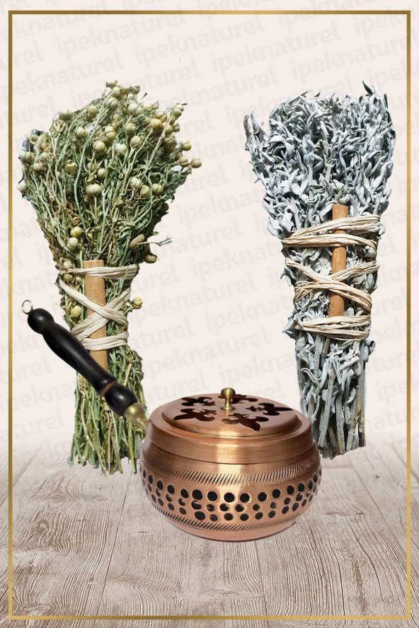 Bakır Tütsülük Tava No:15 Demet Üzerlik Ve Adaçayı Tütsüsü ürün görseli 1