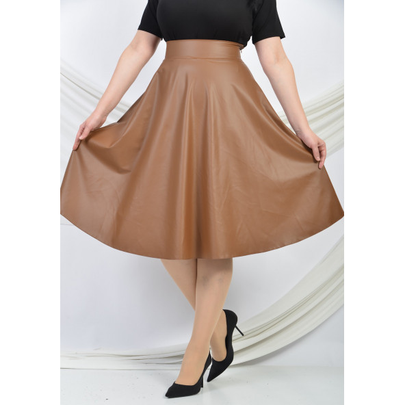 SORALLİNE KADIN SUNİ SIVAMA DERİ ETEK 783 TABA - 2