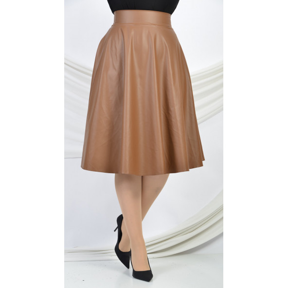 SORALLİNE KADIN SUNİ SIVAMA DERİ ETEK 783 TABA - 3