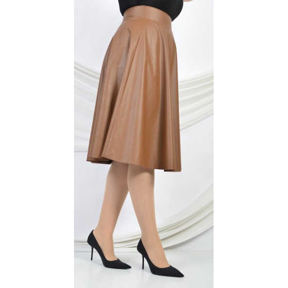 SORALLİNE KADIN SUNİ SIVAMA DERİ ETEK 783 TABA - 4