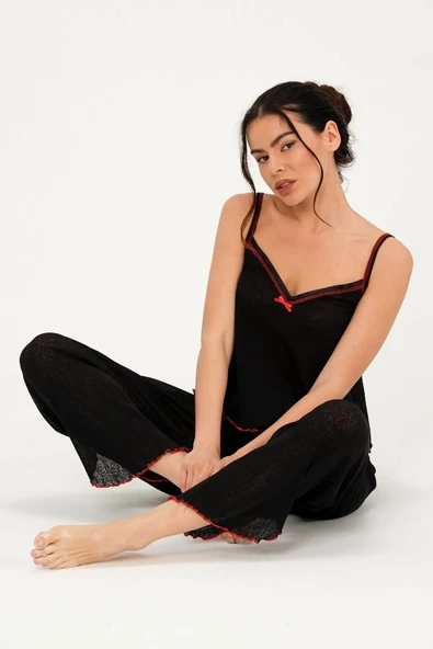 İp Askılı Kadın Pijama Takımı - Çeyizlik Pijama- Sevgililer Günü Özel Serisi - 2